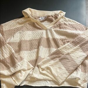 Princess Polly Cream and Tan Striped Top